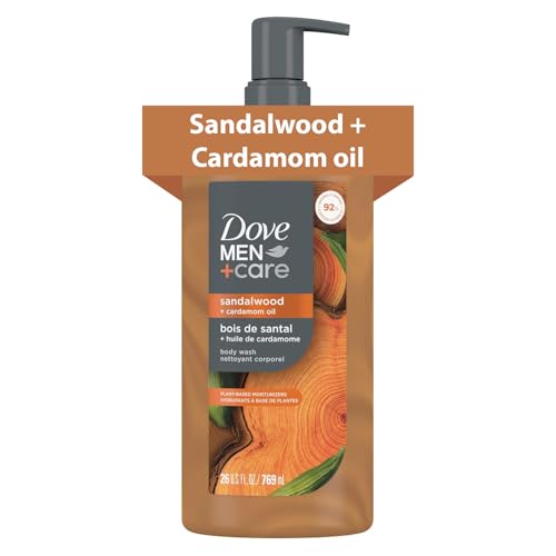 DOVE MEN + CARE Body Wash Sandalwood & Cardamom Oil Plant-Based Moisturizing Body Wash for Men, 26oz