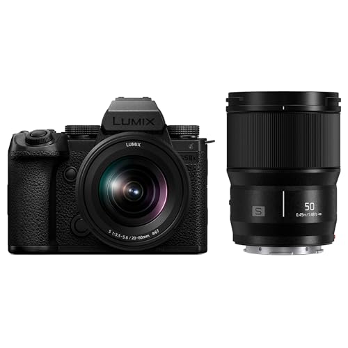 Panasonic LUMIX S5IIX Mirrorless Camera, 24.2MP Full Frame Phase Hybrid AF, Unlimited Recording, 5.8K Pro-Res, RAW, IP Streaming, 20-60mm F3.5-5.6 + 50mm F1.8 Lenses, LUMIX Digital Camera, DC-S5M2XWK