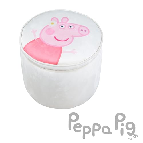 roba Children's Stool in Peppa Pig Design - Stool with Storage for Girls & Boys from 18 Months - Load Capacity up to 60 kg - Round Padded Stool in Beige/Pink