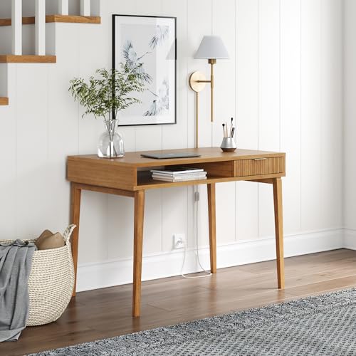 Nathan James Mid-Century Modern Fluted Desk with Drawer