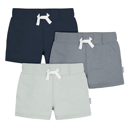 Gerber Pacote com 3 shorts de malha para bebês meninos, Azul, 12 Meses