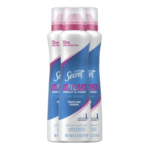 Secret Outlast Dry Spray Antiperspirant and Deodorant for Women, Protection Powder, 4.1 oz