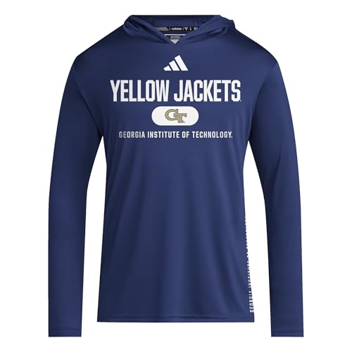 adidas Men's NCAA Designed for Training Team Lightweight Hoodie, Team Navy Blue/White/Georgia Technical University, Large