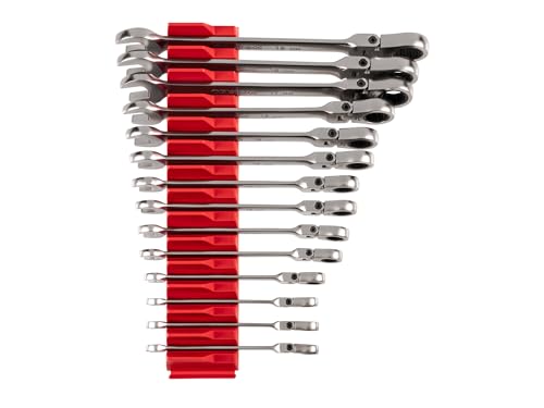 TEKTON Flex Head 12-Point Ratcheting Combination Wrench Set with Modular Organizers, 14-Piece (6-19 mm) | WRC95302