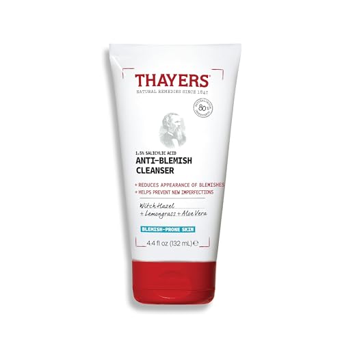 THAYERS Blemish Clearing Face Cleanser with 1.5% Salicylic Acid, Acne Treatment Face Wash, Soothing and Non-Stripping Skin Care, 4.4 Fl Oz
