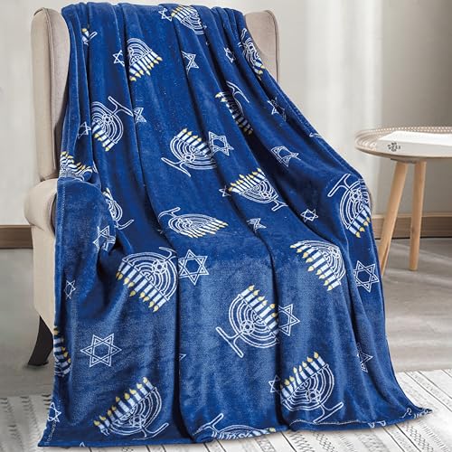 Elegant Comfort Lightweight Printed Throw Blanket- All Season, Ultra Soft, Cozy and Plush- Decorative Throw Blankets, Perfect for Lounging, 50 x 60 inches, Hanukka, Throw Blanket