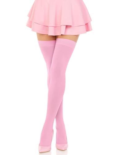 Leg Avenue Women's Solid Hue Thigh Highs, One Size, Pink
