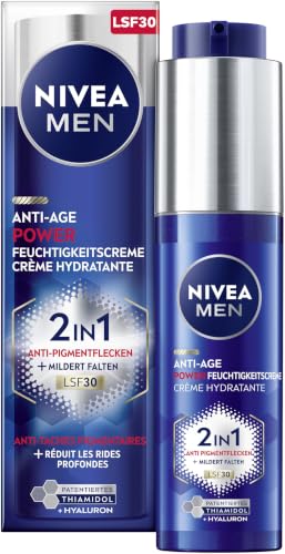 (-15%) NIVEA MEN Anti-Age 2in1 Power Tagespflege mit LSF 30, Gesichtspflege mit Hyaluron für Männer mit Anti-Aging-Effekt, Hautpflege mit LUMINOUS630® gegen Alters- und Pigmentflecken (50 ml)