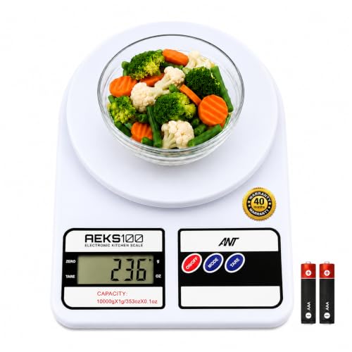 Ant Esports AEKS100 Kitchen Weighing Machine/Food Scale for Health, Fitness, Shop,Home Baking & Cooking with Large LCD Display,Tare Function, OverLoad