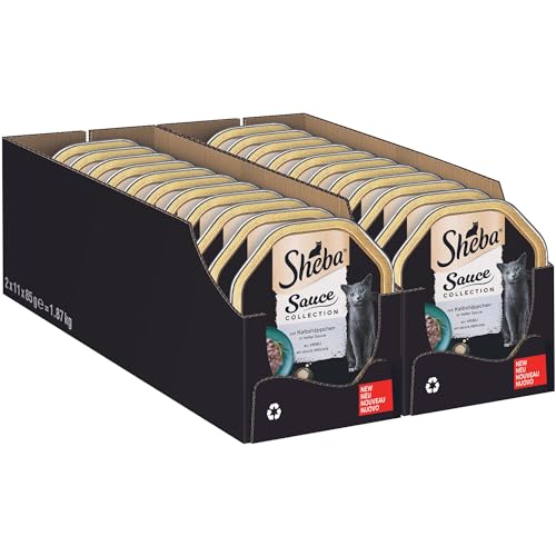 🔥 STARKER PREIS (-47%) SHEBA Schale Nassfutter für Katzen Sauce Collection mit Kalbshäppchen in Heller Sauce 2 x 11 x 85g