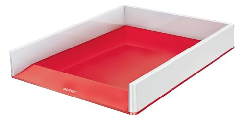 🔥 STARKER PREIS (-23%) Leitz WOW A4 Briefablage, Briefablage in Premium-Qualität, Stapelbares Ablagefach als Schreibtisch-Organizer, Ideal für Büro, Home Office & Schule, Rot, 53611026