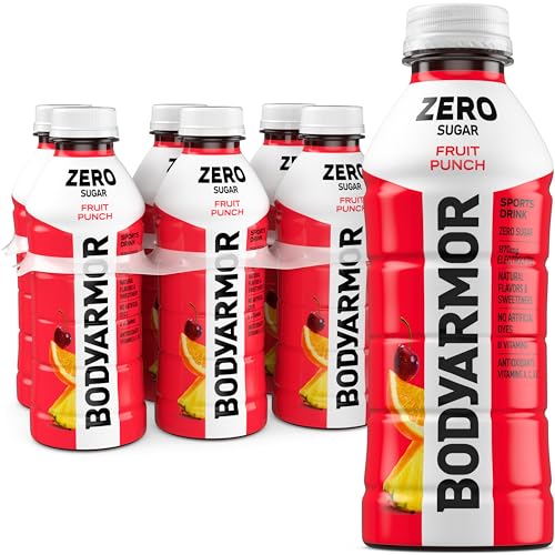BODYARMOR ZERO Sugar Fruit Punch, Sugar Free Sports Drink - Low-Calorie Hydration - Natural Flavors with Potassium Packed Electrolytes, Antioxidants, and B-vitamins, 20 fl oz (pack of 6)