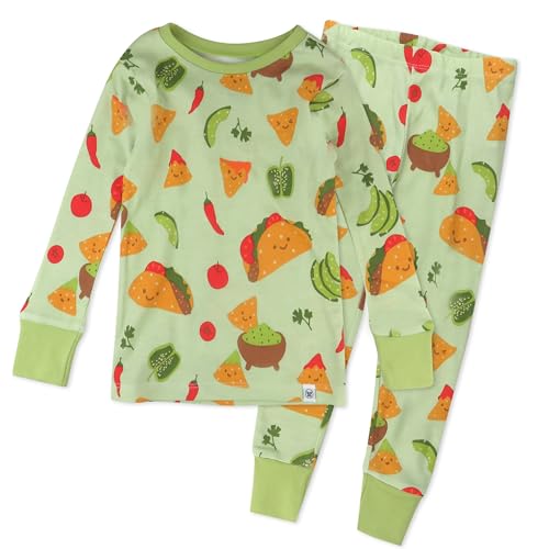 HonestBaby Multipack 2-Piece Pajamas Sleepwear Pjs 100% Organic Cotton for Infant Baby and Toddler Girls, Taco Time, 4T