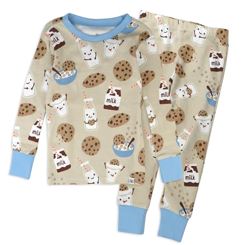 HonestBaby Multipack 2-Piece Pajamas Sleepwear Pjs 100% Organic Cotton for Infant Baby and Toddler Girls, Milk N Cookies, 3T