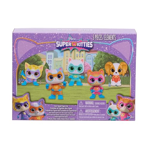 Just Play Disney Junior SuperKitties Hero Squad 5-Piece Figure Set, Kids Toys for Ages 3 Up