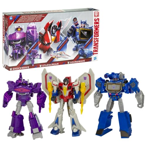 Transformers Decepticon Commander 3-Pack of 5-Inch Robot Action Figures for Boys and Girls, Starscream, Shockwave & Soundwave, Interactive Toys for Kids Ages 6 and Up (Amazon Exclusive)