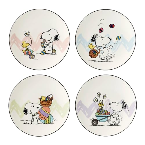 Lenox 895684 Peanuts Easter Snoopy 4-Piece Accent Plates Set, Spring Dinnerware