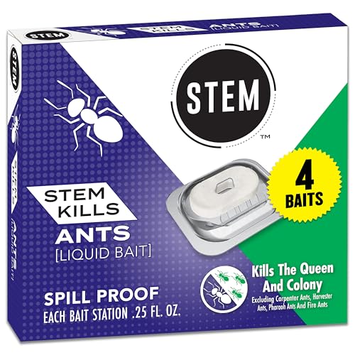 STEM Liquid Ant Baits, Kills The Queen and Colony, for Indoor Use, 4 Spill Proof Bait Stations : Patio, Lawn & Garden