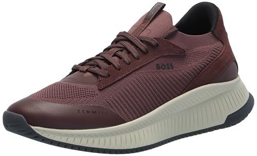 BOSS Modern Knit Structure Running Sneaker, Burgundy Plum, 8