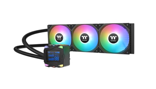 (-43%) Thermaltake LA360-S ARGB Sync AIO Wasserkühlung 360mm – 2,4" Segment-LCD Display Wasserblock für CPU Temperatur und Auslastung, 3×120mm PWM ARGB Lüfter bis 2500 RPM, Intel/AMD (LGA1700/AM5), Schwarz