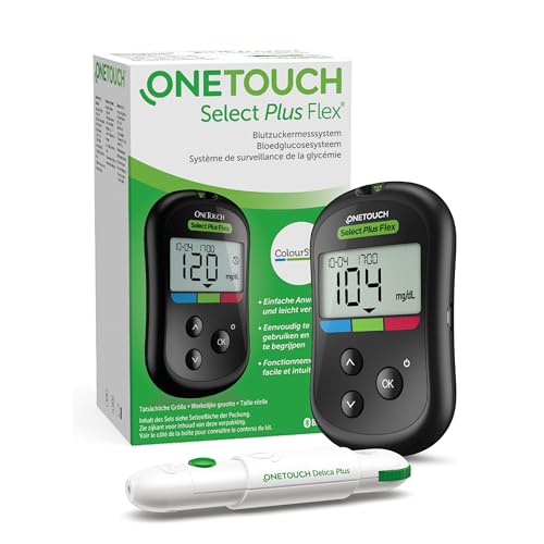 ⚡ BLITZDEAL (-40%) OneTouch Select Plus Flex® Blutzuckermessgerät (mg/dL) | 1 Messgerät, 10 Teststreifen, 1 Stechhilfe, 10 Lanzetten & 1 Etui