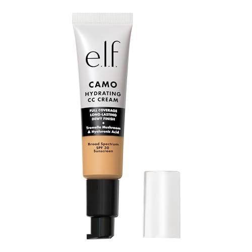 e.l.f. Hydrating Camo CC Cream, SPF 30, Color Correcting Full Coverage Foundation For A Dewy Finish, Vegan & Cruelty-Free, Medium 330 W