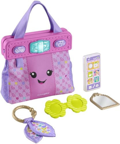 Fisher-Price Baby Learning Toy Laugh & Learn Purse, Going Places Bag with 4 Pretend Play Accessories for Infants & Toddlers Ages 6+ Months