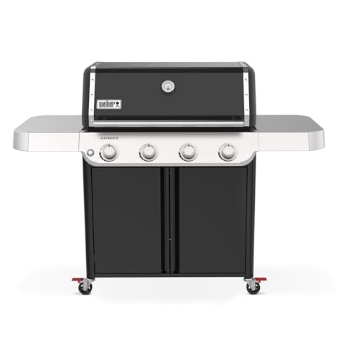 Weber Genesis E-415 Liquid Propane Gas Grill for Outdoor Grilling, 4 Burners, BlackTabletop Gas Grill 3 Burners, Portab
