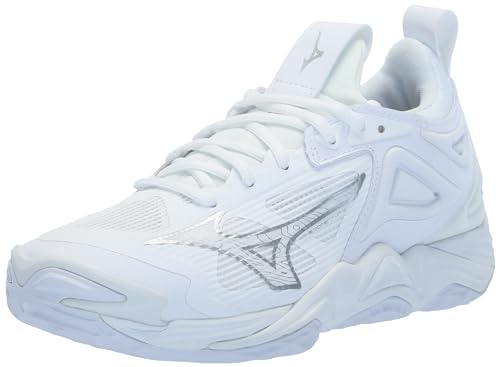 Mizuno Wave Momentum 3 Women's Volleyball Shoe, White-Silver, 8