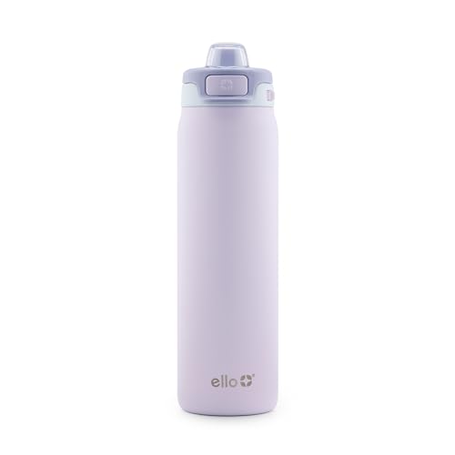 Ello Pop & Fill 22oz Stainless Steel Water Bottle with Quick Fill Technology, Double Walled and Vacuum Insulated Metal, Leak Proof Locking Lid, Sip and Chug, Reusable, BPA Free, Aurora