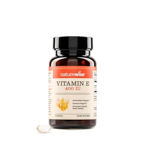 NatureWise Vitamin E 400 IU Softgels (180mg DL-Alpha) - Dairy, Gluten, and Soy Free, Antioxidant Dietary Supplement for Skin, Heart, Eye, and Immune Health Support - 2-Month Supply, 60 Count