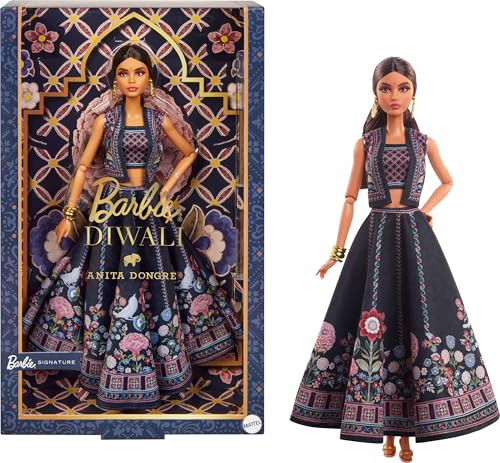Barbie Diwali Doll by Anita Dongre Wearing Festival of Lights Look, Holiday Collectible with Doll Stand & Certificate of Authenticity