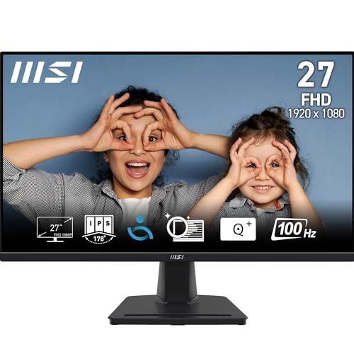 MSI PRO MP275 27 Inch Full HD Office Monitor - 1920 x 1080 IPS Panel, 100 Hz, Eye-Friendly Screen, Built-in Speakers, Tilt-Adjustable - HDMI 1.4b, D-S