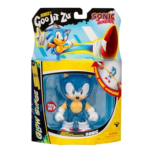 Heroes of Goo Jit Zu Sonic The Hedgehog, Speed Surge Sonic, Powered Up with Glow Surge Giving Him Glow-in-The-Dark Powers, Squishy, Stretchy Filling, Stretch Him Up to 3 Times His Size