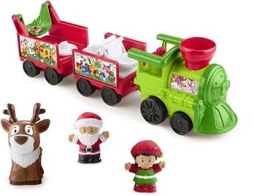 Fisher-Price Little People Toddler Toy Musical Christmas Train with Santa Elf & Reindeer Figures for Pretend Play Kids Ages 1+ Years (Amazon Exclusive)