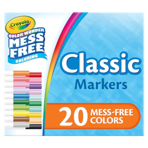 Crayola Color Wonder Marker Refill Set (20ct), Mess Free Broad Line Markers for Toddlers, Mess Free Coloring for Kids, Toddler Gifts