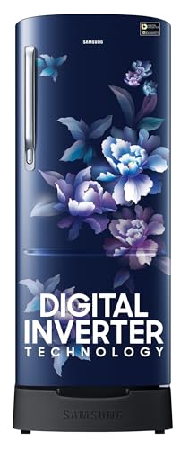 Samsung 183 L, 5 Star, Digital Inverter, Direct-Cool Single Door Refrigerator (RR20D2825HV/NL, Himalaya Poppy Blue, Base Stan
