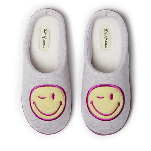Dearfoams Smile Icon Retro Preppy Men's & Women's Slipper, Women's Purple, X-Large