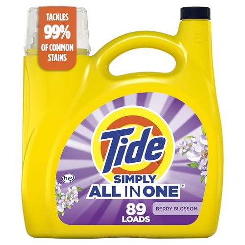 Tide Simply Clean & Fresh Liquid Laundry Detergent, Berry Blossom Scent, 89 loads, 117 fl oz (Packaging May vary)