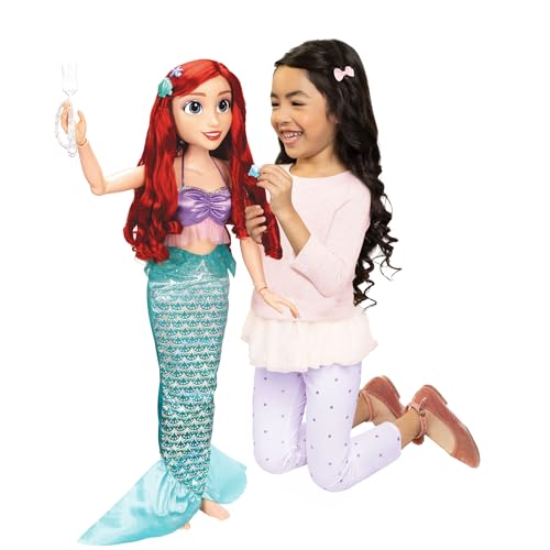 Disney Princess Ariel Doll Playdate 32” Tall & Poseable, My Size Articulated Doll in Mermaid Outfit, Comes with Dinglehopper to Comb Her Long Red Hair, and Seashell Hair Pins