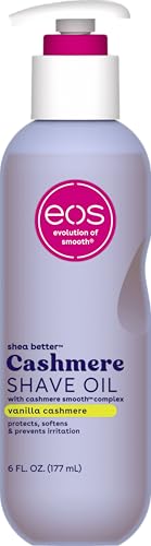 eos Cashmere Shave Oil, Vanilla Cashmere, Soothing Moisturizing, Prevents Irritation and Razor Burn, Bikini Area-Approved, Body Care, 6 fl oz