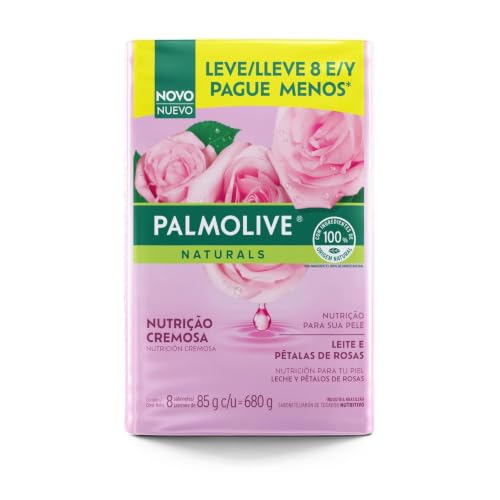 Palmolive Naturals Leite e Pétalas de Rosa Sabonete em Barra, 8x85g