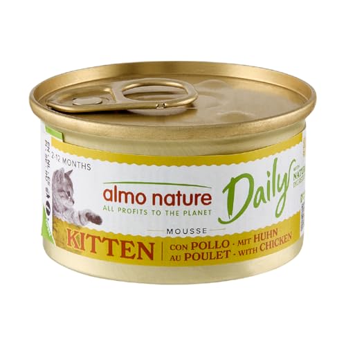 🔥 SELTEN SO GÜNSTIG (-47%) almo nature Daily - Nassfutter für Kitten Katzen - Mousse - Huhn - 85 g, Packung mit 24