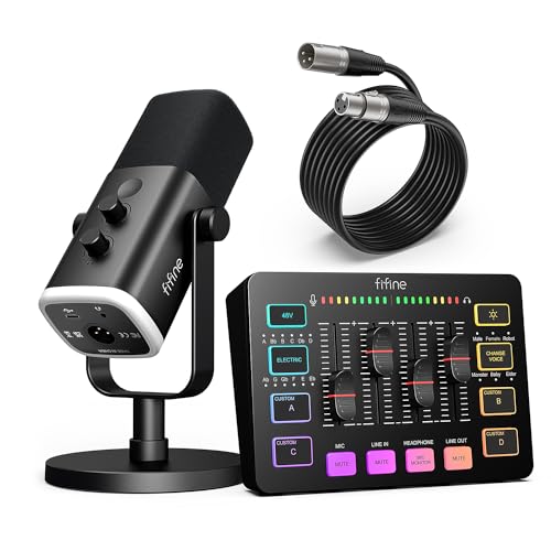 FIFINE Gaming Equipment Bundle, Dynamic XLR/USB Gaming Microphone Set