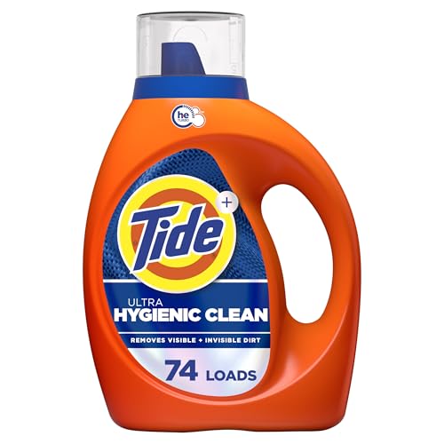 Tide Ultra Hygienic Clean Liquid Laundry Detergent, Original Scent, 105 fl oz, 74 Loads, Removes visible and invisible dirt, Laundry Detergent Liquid