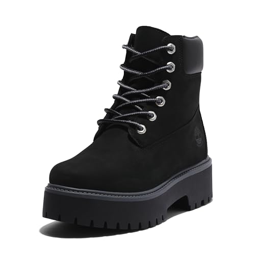 Timberland Women's Stone Street 6 Inch Lace Up Waterproof Boot, Jet Black-NEW 2024, 8 Medium