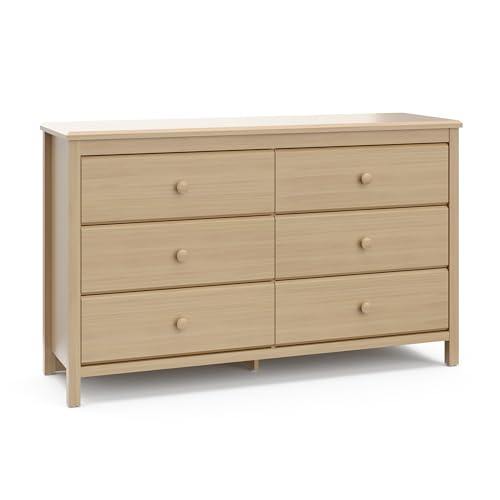 Storkcraft Alpine 6 Drawer Double Dresser (Driftwood) – GREENGUARD Gold Certified Nursery Essential, Kids Storage Chest, Bedroom Organizer, Modern, Easy-to-Match Design