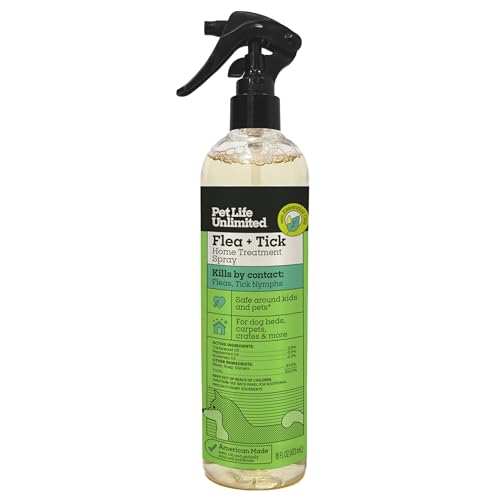 �️Pet Life Unlimited Flea & Tick Spray for Home, 16 oz, Plant-Based Indoor Prevention and Treatment for Dogs, Kill & Rep