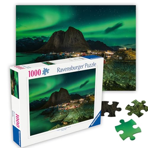 Ravensburger - Aurora Borealis, Norway - 1000 Piece Jigsaw Puzzle - Stunning, Vivid Image of the Northern Lights - Spectacular Scene - Ideal Gift - Frameable Art - Screen-Free Fun - Puzzles for Adults