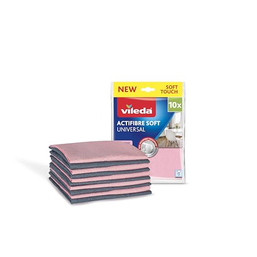 2,00€ Coupon! Vileda Actifibre Soft Universal Mikrofasertücher, 10er Set, Rosa & Grau